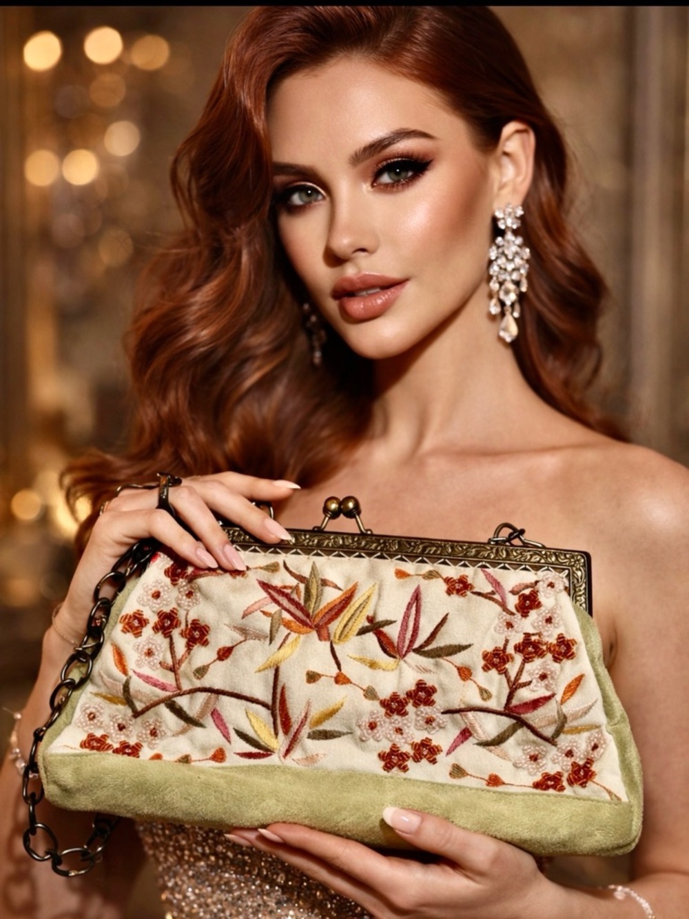 AIMEE by CAPOBIANCO  Embellished Chic Bag.
Floral Embroidery Beaded Designer